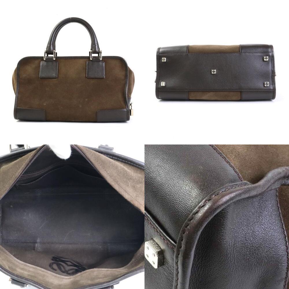 Loewe silver Amazona Brown suede handbag accents Black leather Dark - Picture 3 of 4